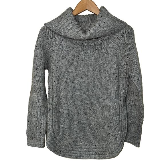 Wool Blend Medium Cynthia Rowley Curvy Hem Cowl Neck Sweater Side Zip Gray - Picture 1 of 8